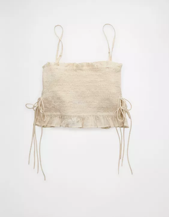 AE Smocked Tie Side Button-Up Tank Top - Image 4