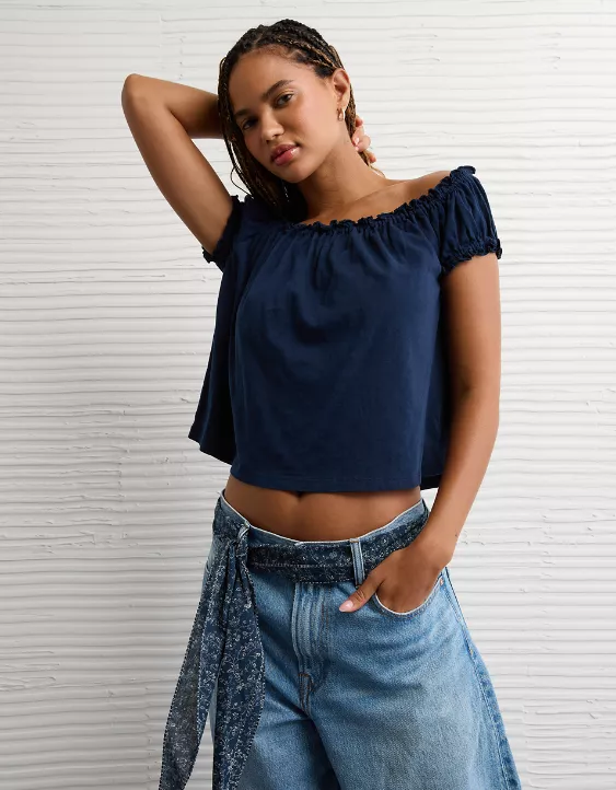 AE Sunchaser Knit Off The Shoulder Swing Top - Image 5