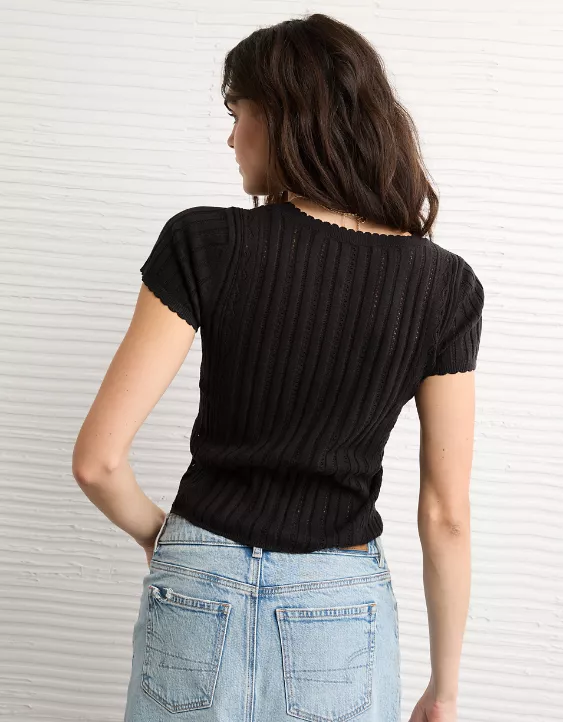 AE Henley Pointelle Sweater T-Shirt - Image 2