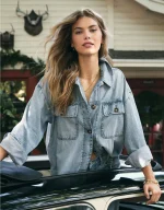 AE Studded Denim Shacket