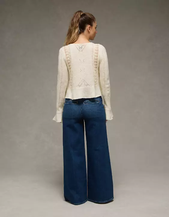 AE Lace Knit Tie-Front Cardigan - Image 2