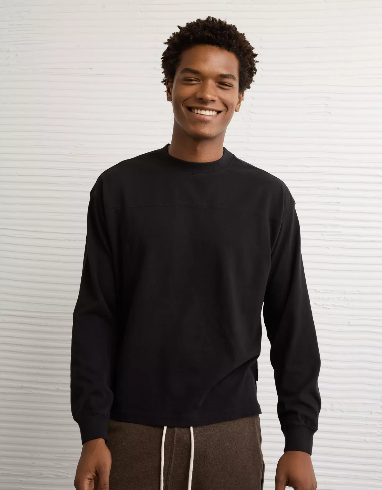 AE Long-Sleeve Boxy Sueded Jersey T-Shirt