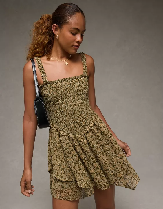 AE Handkerchief Hem Ruffle Floral Mini Dress - Image 5