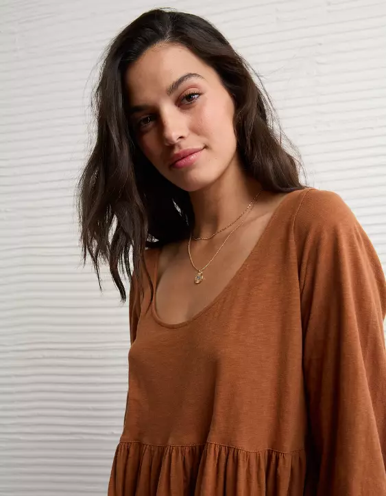 AE Sunchaser Knit Long-Sleeve Scoop Neck Mini Dress - Image 6