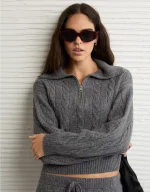 AE Cable-Knit Quarter-Zip Sweater