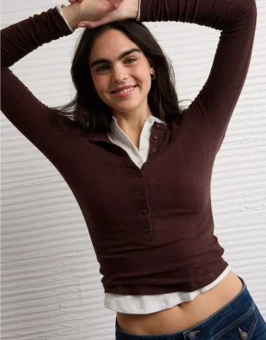 AE Long Sleeve Henley T-Shirt