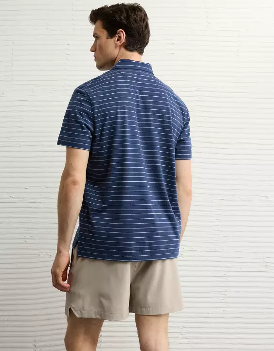 AE 24/7 Club Logo Striped Polo Shirt - Image 2