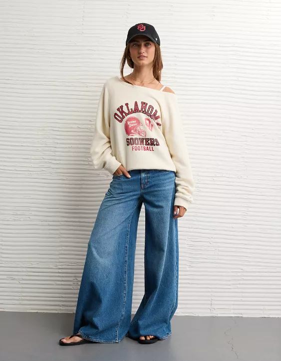 AE Oklahoma Sooners Graphic Off The Shoulder Sweatshirt - Image 5