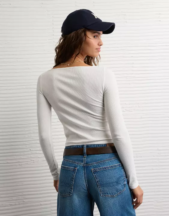 AE Long Sleeve Boatneck Baby Tee - Image 2