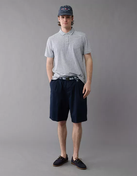 AE 24/7 Club Logo Striped Polo Shirt - Image 5