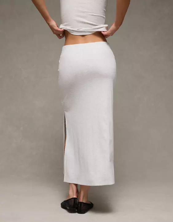 AE High-Waisted Ribbed Knit Maxi Skirt - Image 2