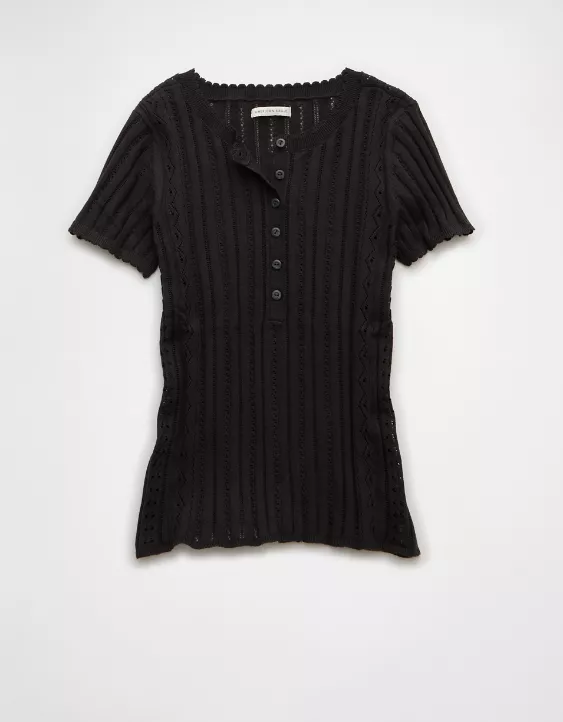 AE Henley Pointelle Sweater T-Shirt - Image 3
