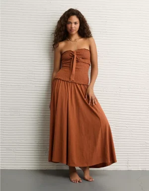 AE Sunchaser Knit Smocked Drop Waist Midi Dress