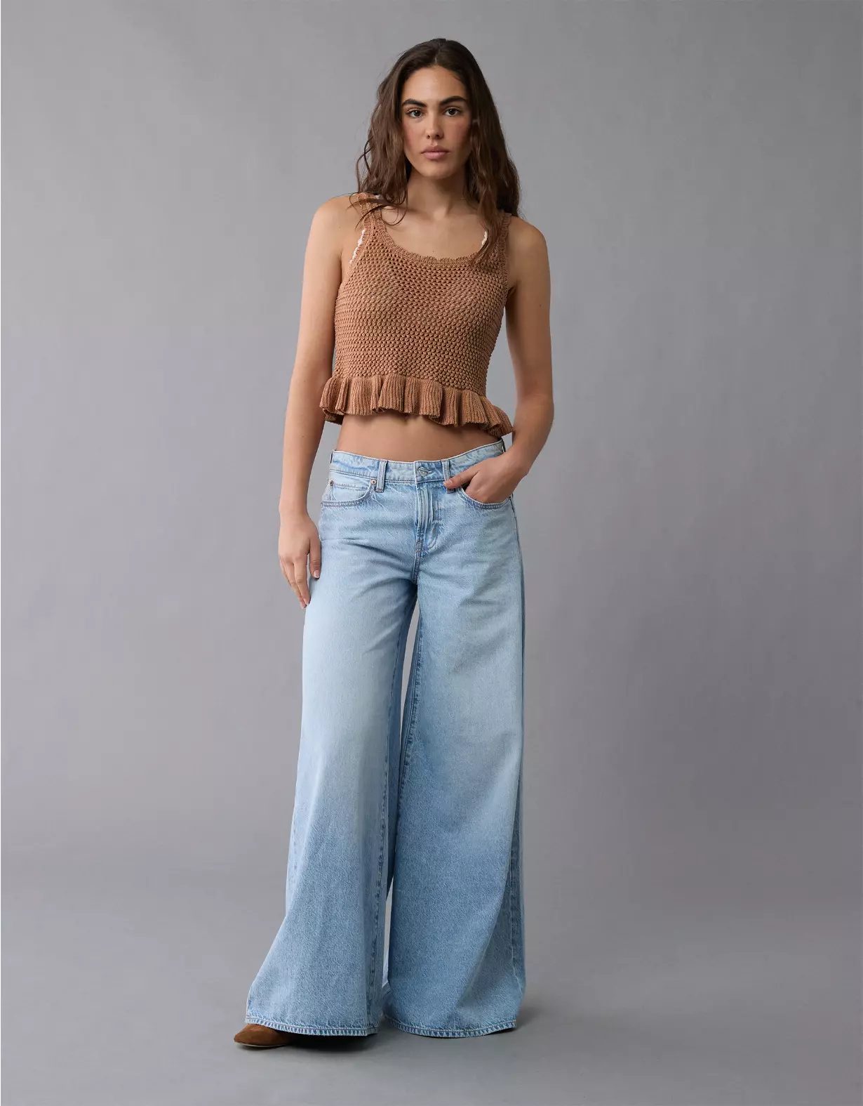 AE Crochet Peplum Tank Top