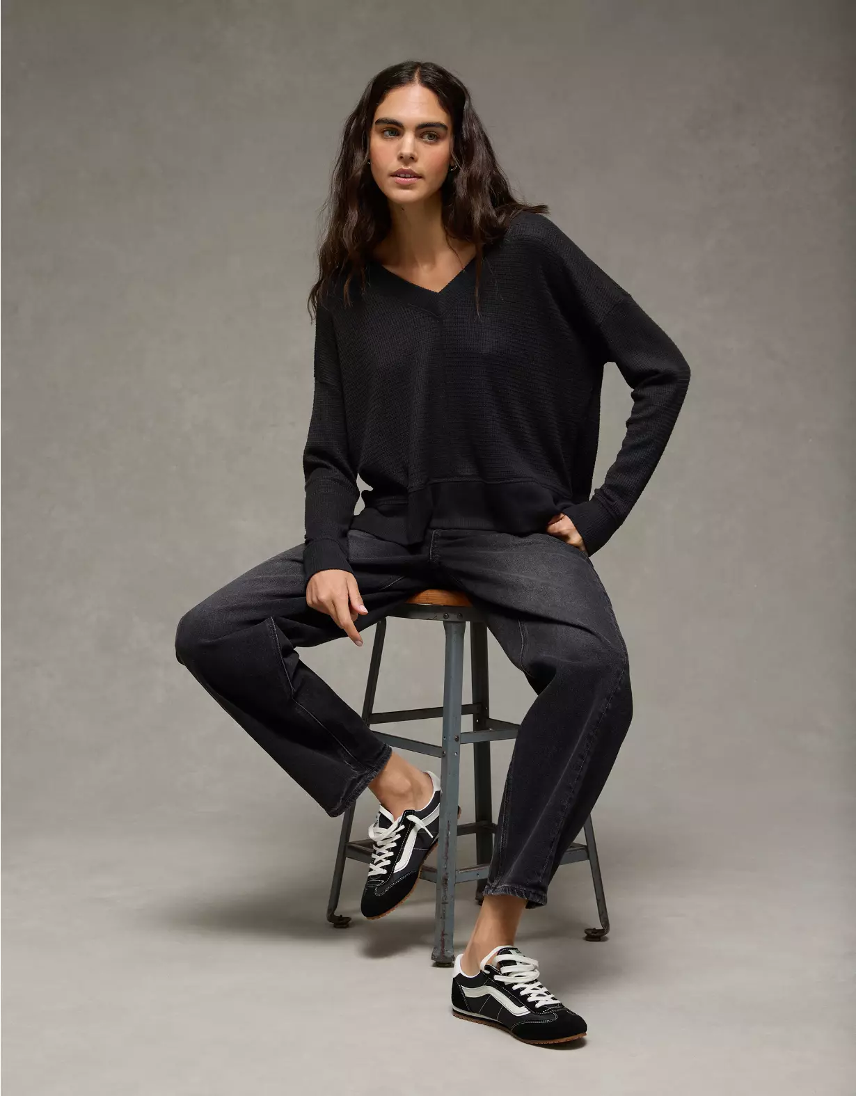 AE Long Sleeve V-Neck Plush T-Shirt