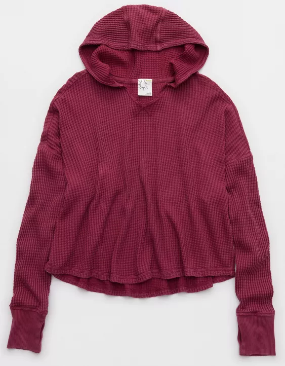 OFFLINE By Aerie Wow! Waffle Hoodie - Image 3