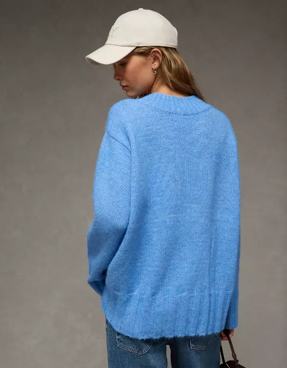 AE Oversized Faux Mohair Wide Cuff Sweater - Image 3