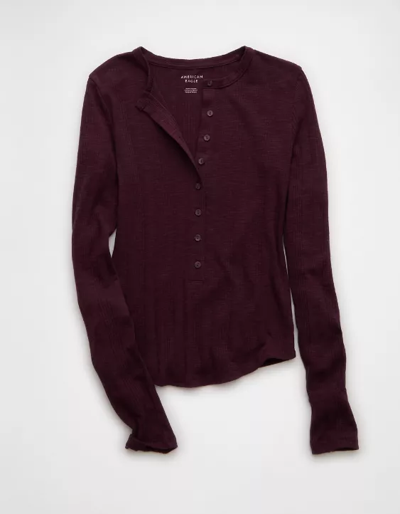 AE Long Sleeve Henley T-Shirt - Image 3
