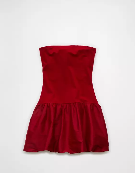 AE Strapless Drop Waist Bubble Mini Dress - Image 3