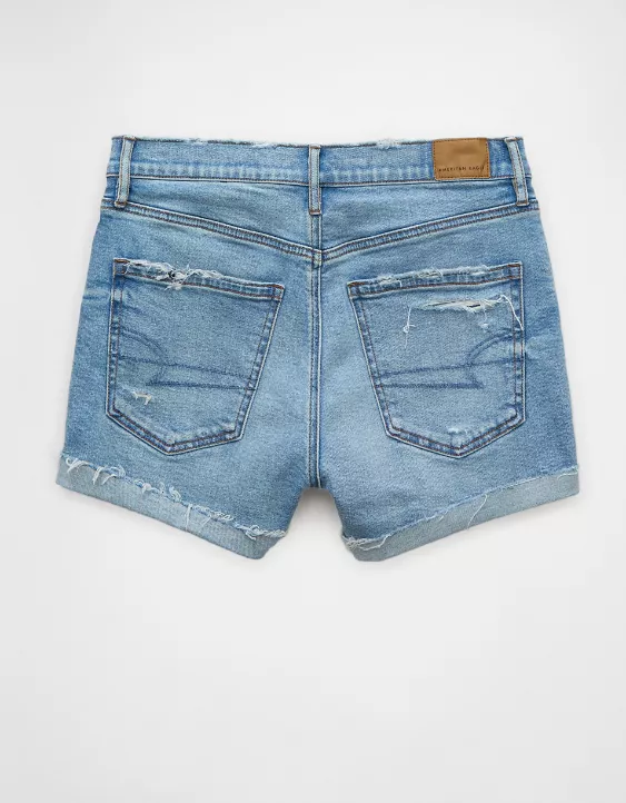 AE Strigid Super High-Waisted Ripped Relaxed Denim Short - Image 4