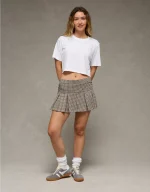 AE It Knit Low-Rise Pleated Plaid Skort