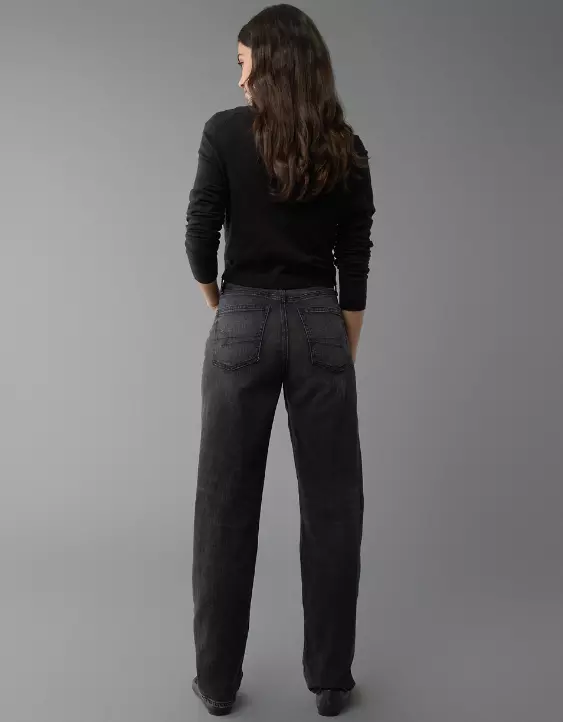 AE Strigid Super High-Waisted Crossover Baggy Straight Jean - Image 2