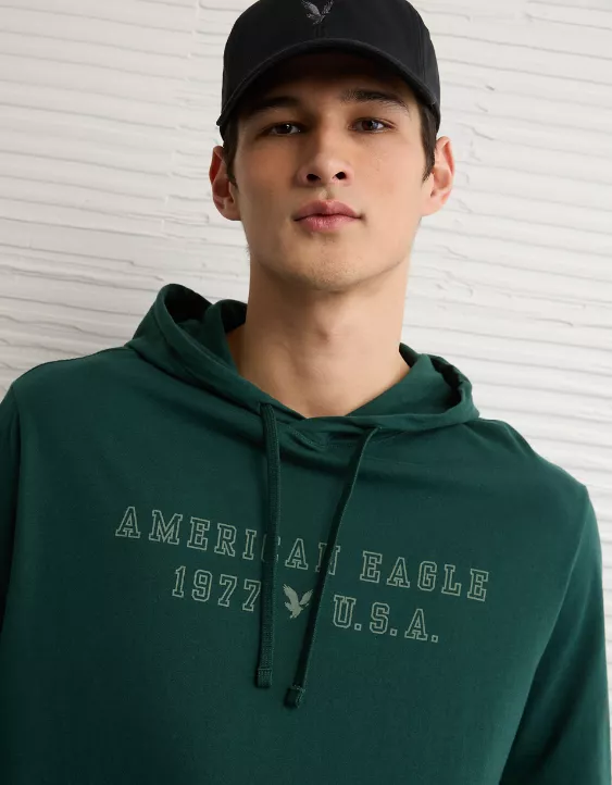 AE Lightweight Icon Logo Graphic Hoodie T-Shirt - Image 5