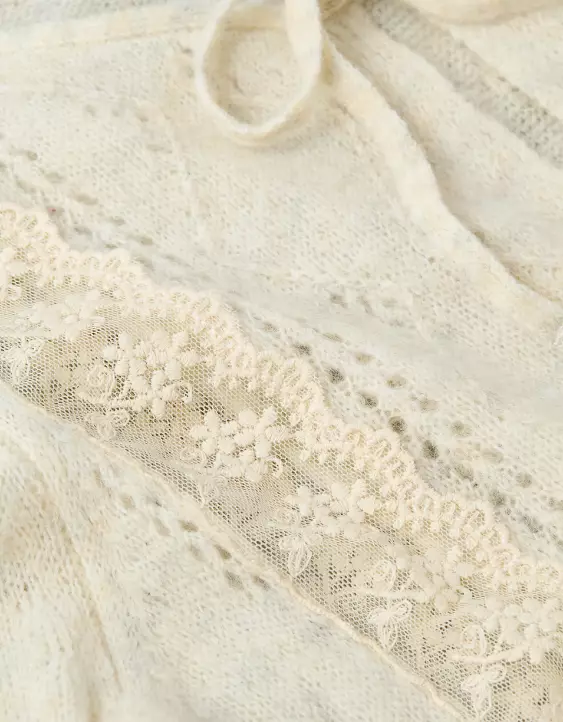 AE Lace Knit Tie-Front Cardigan - Image 6