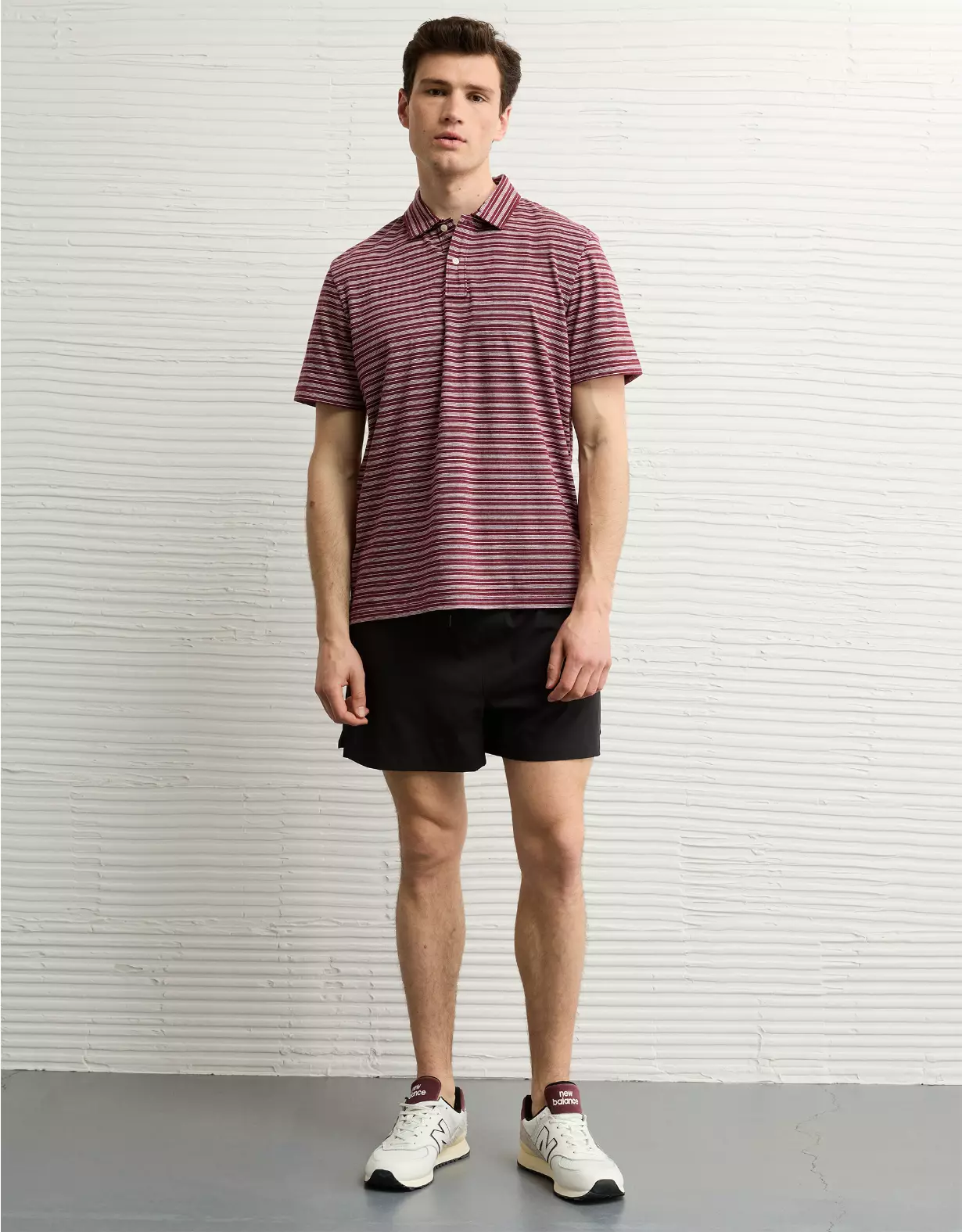 AE 24/7 Club Logo Striped Polo Shirt