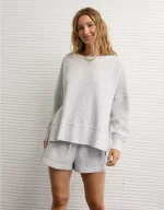 AE Big Hug Off-The-Shoulder Waffle Sweatshirt