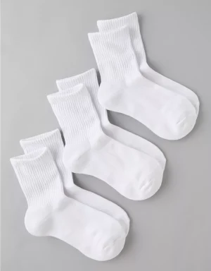 AE Solid Cropped Crew Socks 3-Pack