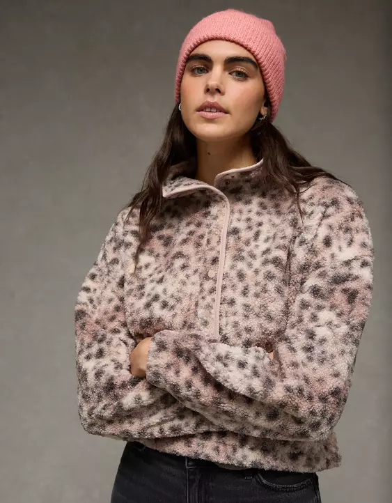 AE Sherpa Fleece Graphic Henley Sweatshirt - Image 5