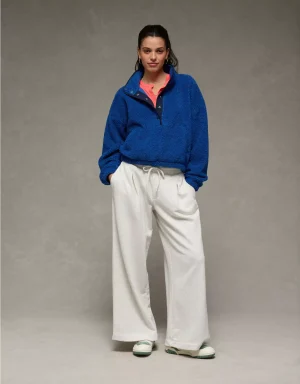 AE Relaxed Sherpa Fleece Henley Sweatshirt