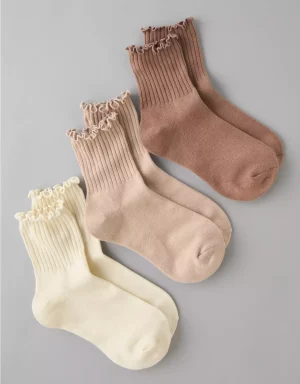 AE Ruffle Cropped Crew Socks 3-Pack
