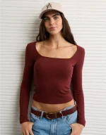 AE Long Sleeve Square Neck T-Shirt