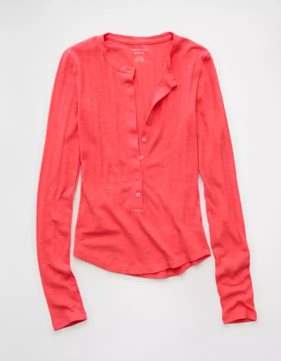 AE Long Sleeve Henley T-Shirt - Image 3