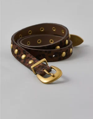 AE Leopard Print Studded Western Belt
