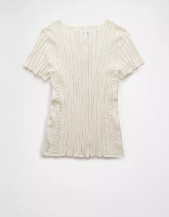 AE Henley Pointelle Sweater T-Shirt - Image 4