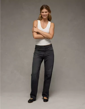 AE Embellished Stretch Low-Rise Baggy Straight Jean