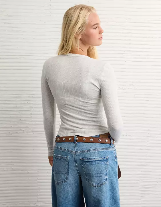 AE Long Sleeve Henley T-Shirt - Image 2