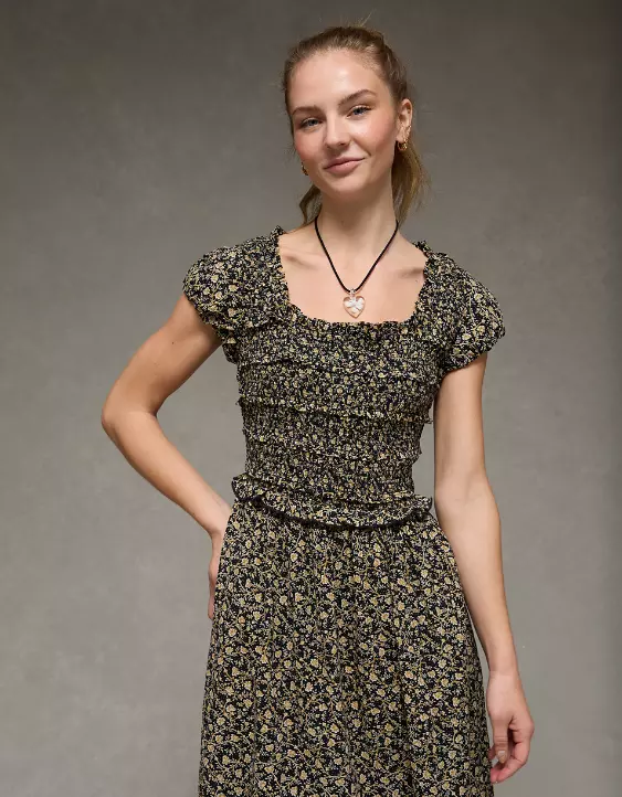 AE Scoop Neck Smocked Midi Dress - Image 5