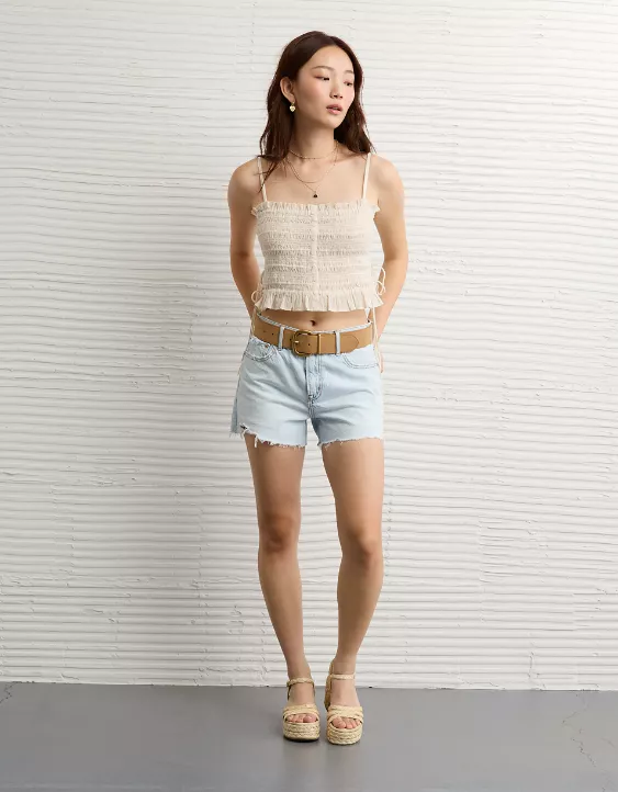 AE Smocked Tie Side Button-Up Tank Top - Image 5